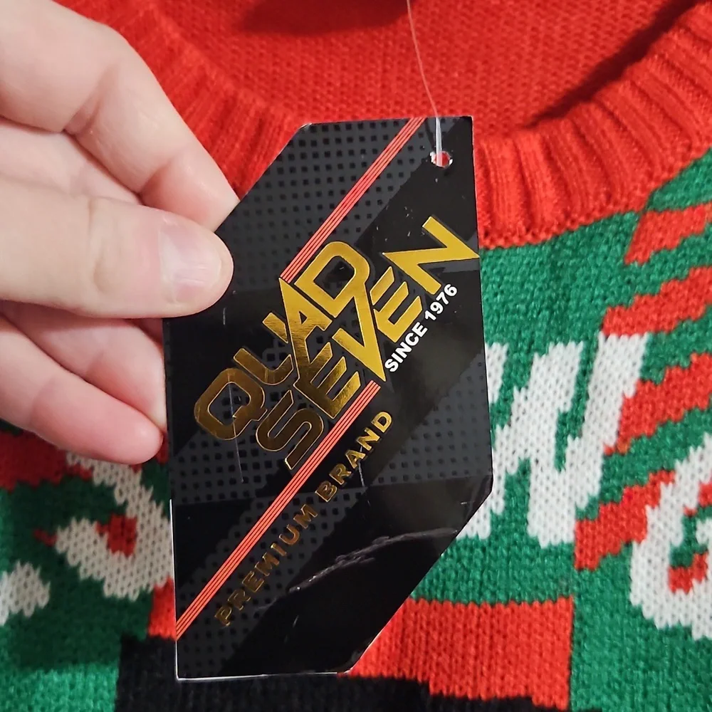 QUAD SEVEN UP 2 SNOW GOOD HOLIDAY SWEATER: SNOWMAN: RED/GREEN: NWT: SZ 12/14